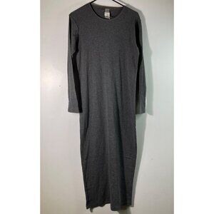 Womens Lilith Paris Knit Maxi Dress Ribbed Gray White Striped Pattern L NWOT